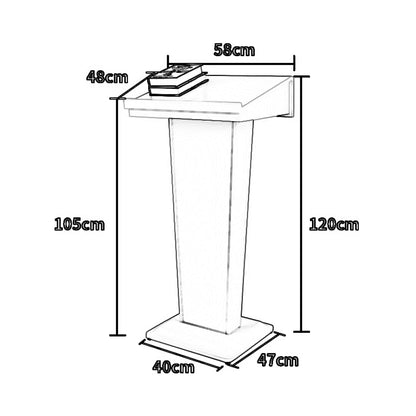 Lectern Podium Stand, Podium,Tilt Design Standing Desk Host Stage Speaking Reading Table, for Classroom Conference and Auditorium/White/58x48x120cm