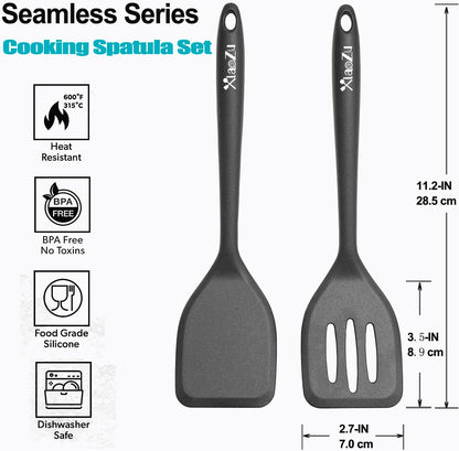 Silicone Spatula Turner Set, High Heat Resistant Nonstick Rubber Flippers for Baking & Cooking