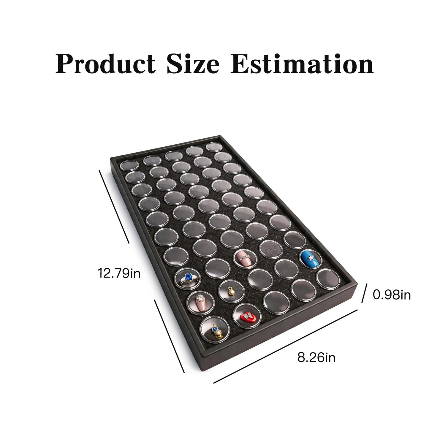 Cxomnndiw 3 Pack Black Jewelry Display Case, 50 Slots Diamond Painting Storage Containers for Gems, Beads & Small Jewelry Jars, Versatile Organizer Tray