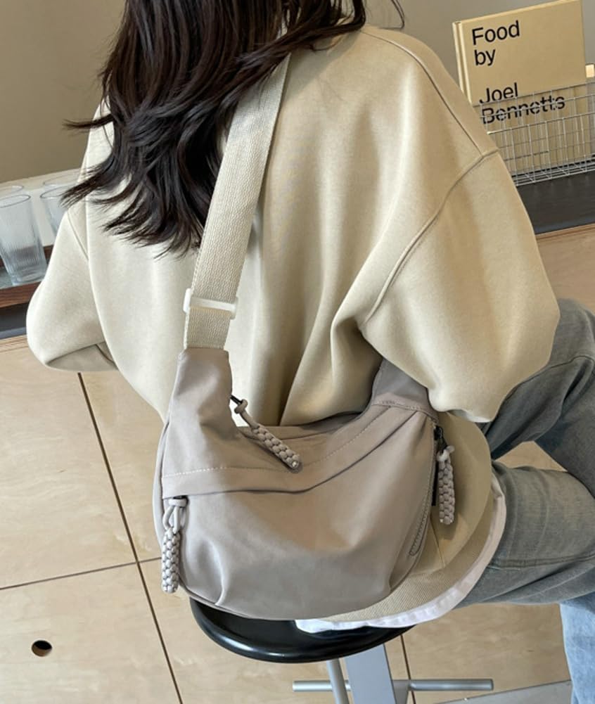 Nylon Crescent Crossbody Bag for Women Shoulder Tote Handbag Casual Sling Bag Dumpling Purse Bag for Outdoor Travel