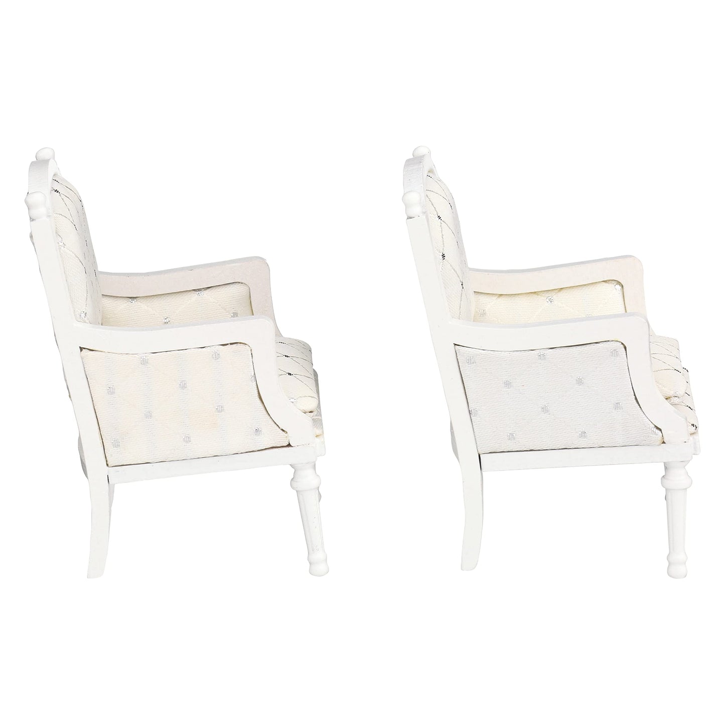 White Wooden Dollhouse Armchairs, Set of 2 Mini Lounge Chairs for Dollhouses, Realistic Furniture for 3–6 Inch Dolls