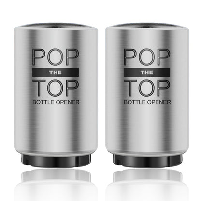 2PCS Beer Bottle Opener with Magnetic Cap, Automatic Stainless Steel One-Handed Bottle Cap Opener, Spring Loaded Push&Pop for Kitchen Home Bar Restaurant Household Utensils Destapador de Cerveza