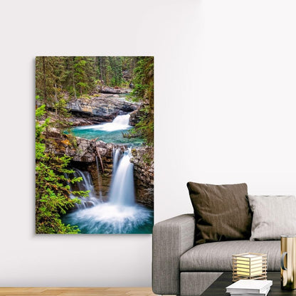 CANVAS ON DEMAND Waterfall At Johnston Canyon, Banff National Park, Alberta, Canada Canvas Wall Art Print by Circle Capture, Home Decor, Nature Artwork, 40" x60in