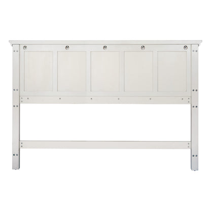 OSP Home Furnishings Farmhouse Basics King Headboard Only, Rustic White Finish