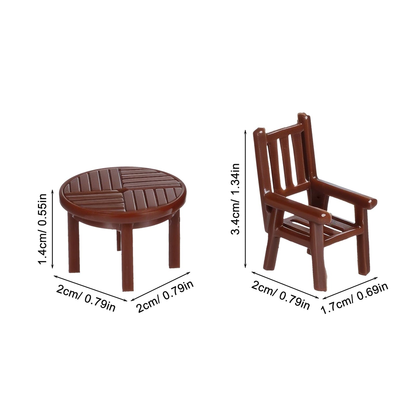 4 Sets Dollhouse Furniture - 1/50 Scale Miniature Dollhouse Table and Chairs Plastic Mini Dining Room Table Chairs for Fairy Garden Doll House Accessories