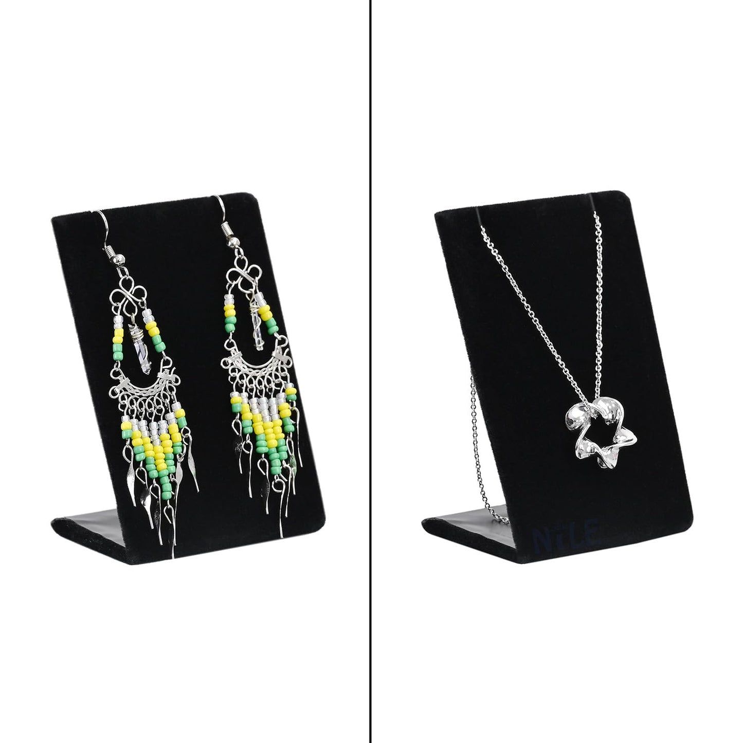 MOOCA 9 Pcs Jewelry Display Set, Necklace Display Bust, Earring Organizer, Ring Holder Stand for Showcase and Store, Black Velvet