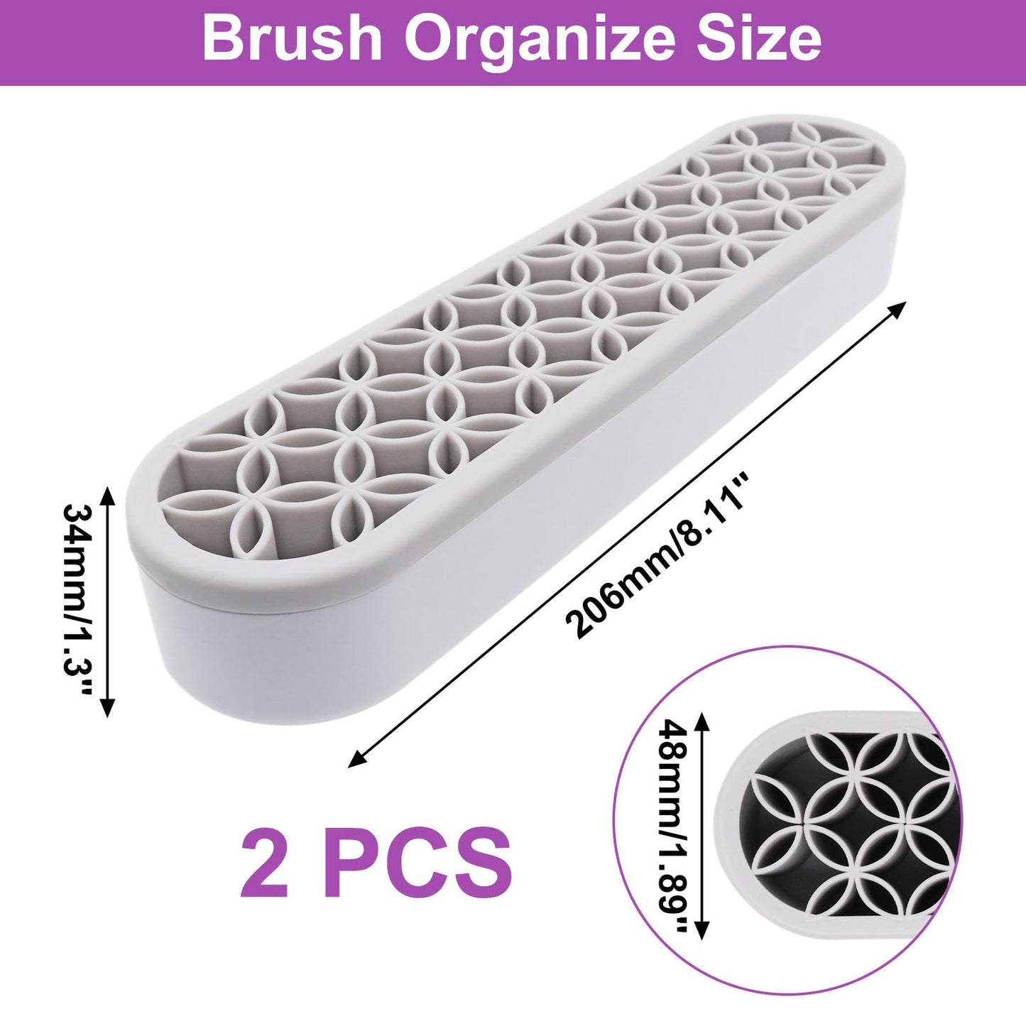 GDFYMI 2Pcs Grey Silicone Makeup Brush Holder Stand Makeup Brush Storage Make Up Brushes Holder Organizer for Painting Pen Brushes Nail Clippers Drill Pens Ruler Sewing Craft Tools