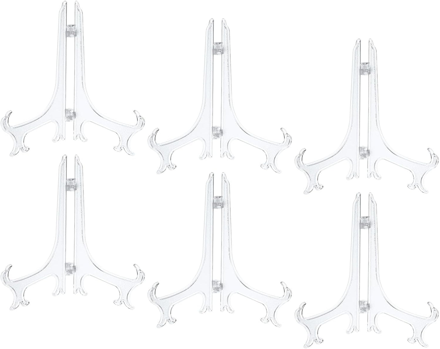 uxcell 6Pcs 6.8" Plastic Folding Easel Plate Holder, Clear Display Stand for Decorative Plates, Picture Frame