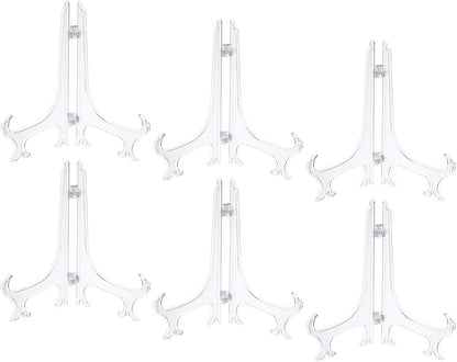 uxcell 6Pcs 6.8" Plastic Folding Easel Plate Holder, Clear Display Stand for Decorative Plates, Picture Frame