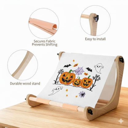 ALIMTEE Cross Stitch Stand for Lap or Table Top, Adjustable Width Embroidery Stand with 2 Sizes Rod (11.8" and 15.75") with Greater Stability