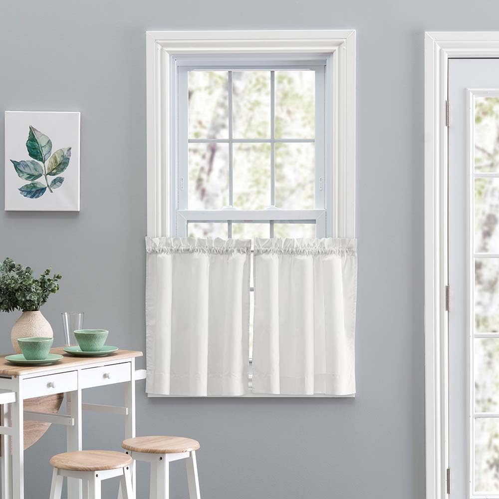Ellis Curtain Stacey Sheer Tailored Tier Pair Curtains - 56x30 Inch - Ice Cream
