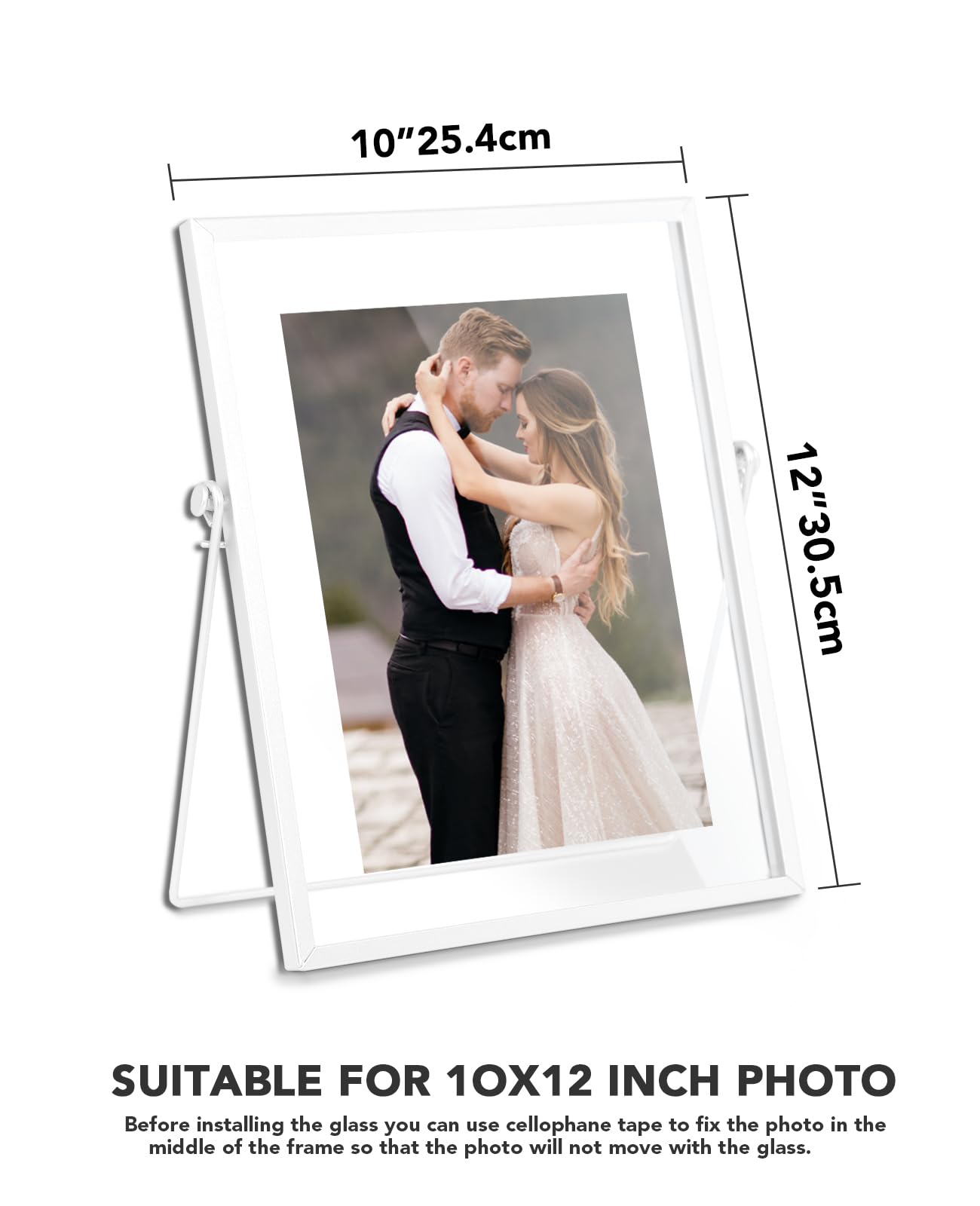 AceList Metal Picture Frames, Set of 3 Ornate Minimal Floating Edge Clear Glass Table Top Easel Stand Photo Frames in White, 8 x 10, Assortment Variety