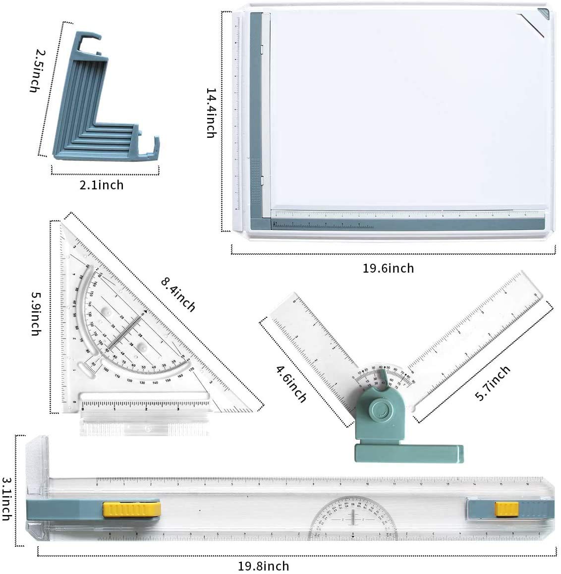 Frylr Inch A3 Drawing Board Drafting Table Multifunctional Drawing Board Table with Clear Rule Parallel Motion and Angle Adjustable Measuring System