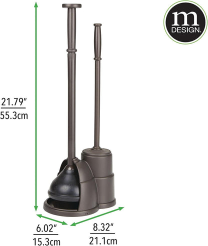 Set Set mDesign Plunger and Brush for Toilet Bowl - Hidden, Modern Toilet Brush and Plunger with Caddy - Brush Cleaner