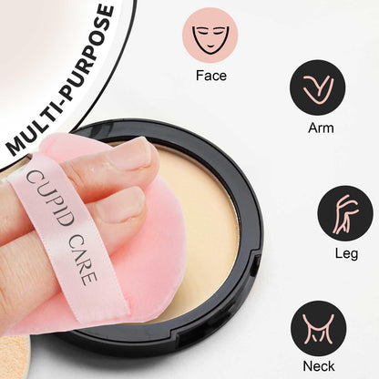6 Pcs Triangle Powder Puff with 2 Travel Cases, Setting Powder Puffs for Face, Velour Makeup Puff for Loose Powder Body Powder, Blender Sponge Foundation Blending Sponges Beauty Tools