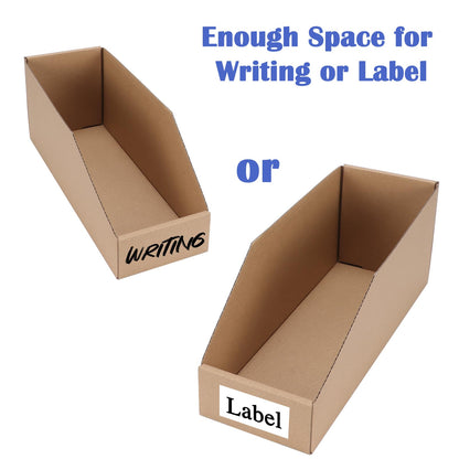 EXYGLO Cardboard Storage Bins 35 Pack, 12x4x4.5 Inch Cardboard Boxes, Corrugated Organizer Bins for Pantry, Shelves, Garage, Office, Shop, Brown