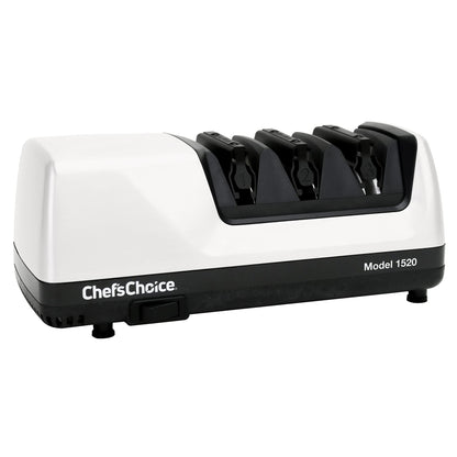 Chef’s Choice Professional Electric Knife Sharpeners for 15- and 20-Degree Straight-Edge and Serrated Knives with Diamond Abrasives & Precision Angle Control, 3-Stage, White