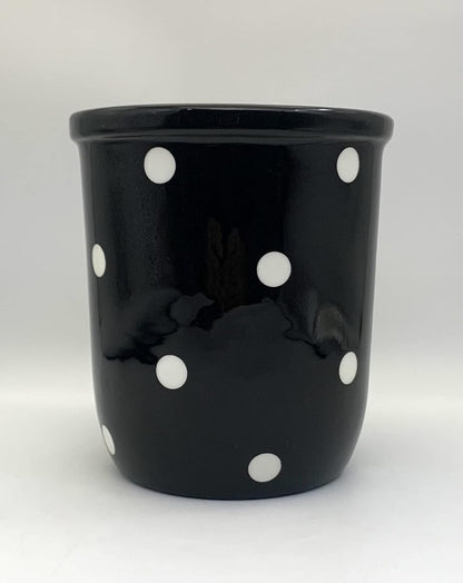 Modern Kitchen Utensil Holder, Polka Dots Black Utensil Crock, Kitchen Storage Decor