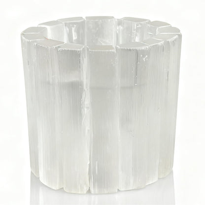 Selenite Tea Light Holder, Natural Selenite Crystal Candle Holders with Different Shapes, for Home Decor, Meditation, Yoga, Reiki, Gifts (Round Regular Cup)