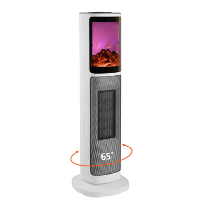 HINEIBER 750W/1500W Ceramic Tower Space Heater with 3D Flame, Electric Heater with 65° Oscillation, Adjustable Thermostat and Remote Control, 12H Timer, Overheat Protection for Bedroom Office