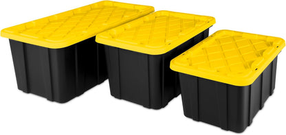 Sterilite 12-Pack Industrial Tote - Heavy-Duty Plastic Storage Bins with Lids, 27 Gallon | Ideal for Organizing Closet, Bathroom, Office