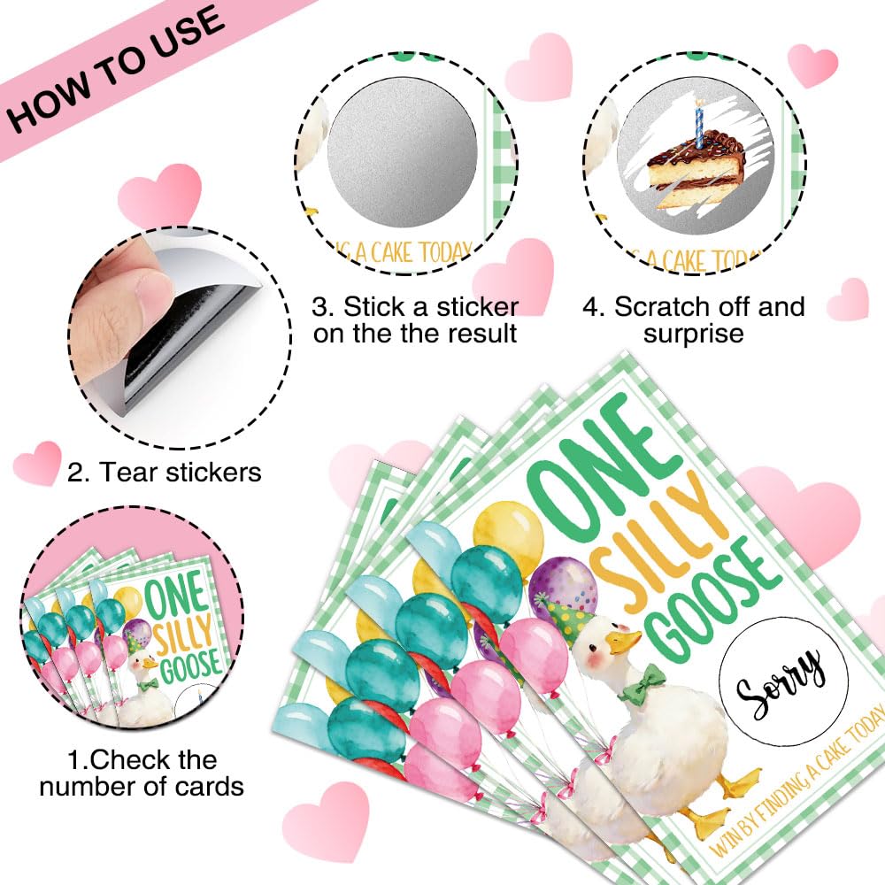 THEBESTU 50 Pcs One Silly Goose Scratch off Game Cards, Funny Silly Goose Scratch Cards for Birthday Parties, Birthday Party Supplies & Raffle Tickets for Women, Lottery Group Games Activity (Green)