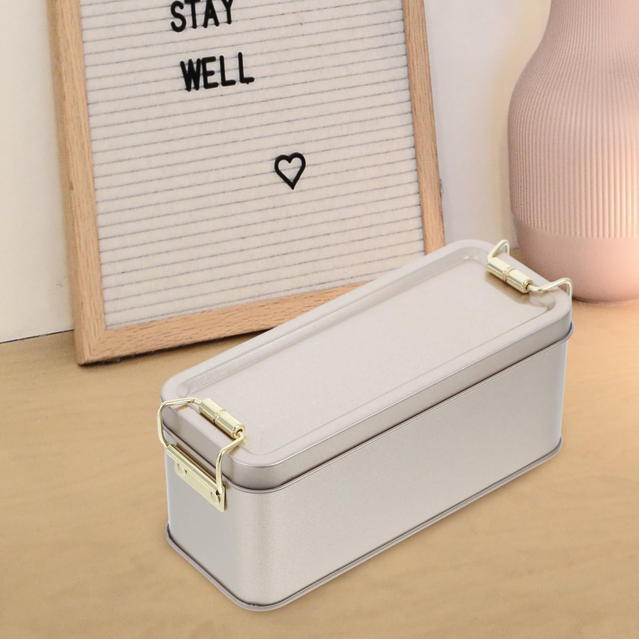 MAGICLULU Multipurpose Rectangular Metal Box with Lid Elegant Storage Container for Cookies Candy Snacks Decorative Tin Can for Food Preservation Daily Use