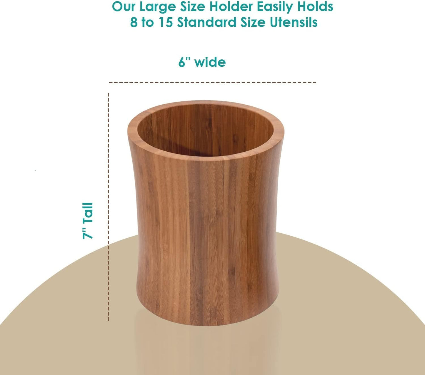 Bamboo Kitchen Counter Utensil Holder Caddy, Natural Large Design