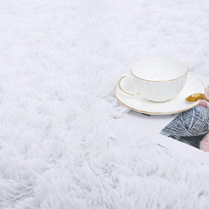 ISEAU Super Soft Fluffy Rugs Shag Area Rug for Bedroom Living Room Fuzzy Mat Plush Anti-Slip Carpets (3ft x 5ft, White)