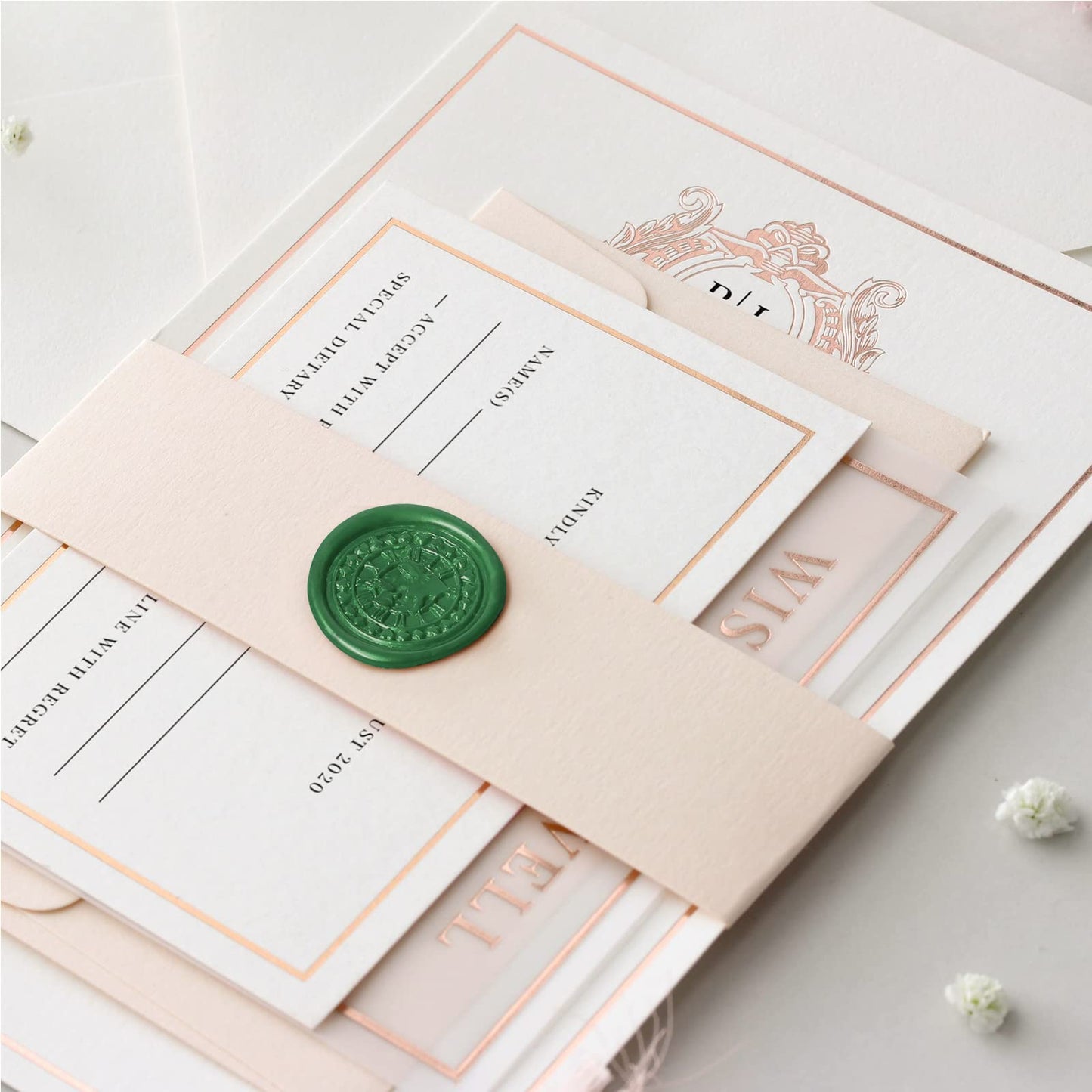 SHOWIN Glue Gun Sealing Wax Sticks for Wax Seal Stamp - Metallic Dark Green, Great for Wedding Invitations, Cards Envelopes, Snail Mails, Wine Packages, Christmas Gift Ideas, Pack of 10