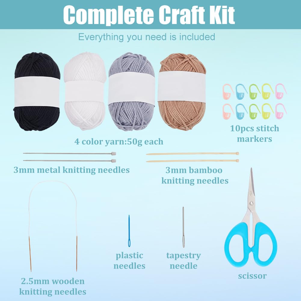 WEBEEDY 4 Sets Socks Knitting Kit Complete DIY Knitting Set with Premium Yarn and Detailed Instruction for Adults Beginner,Easy to Use Socks Knitting Starter Pack Crochet Supplies Craft Set