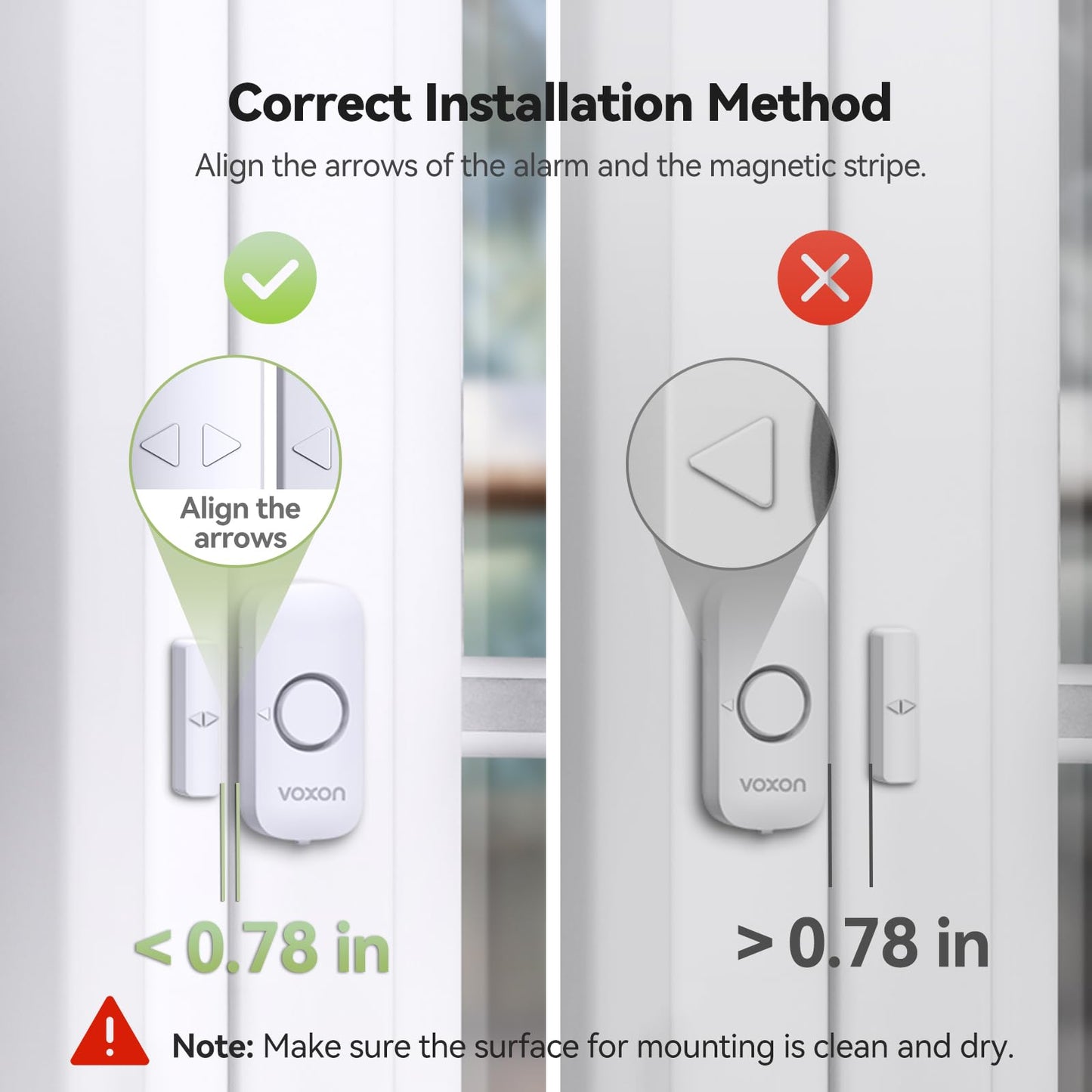 Door Alarms for Kids Safety, VOXON Window Alarm Door Alarm for Home Security Personal Security Window Alarms Sensor Burglar Door Alarm for Pool, Cars, Sheds, Caravans DIY Kit Pack of 2