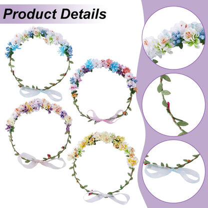 ACRNIGHEET Make Your Own Flower Crown Crafting Kit, Plum Blossom Series Flower Crown Kit, Can Make 16 Sets Wreath Headband and Bracelet Craft Kit, DIY Floral Crown Creative Gifts for Princess