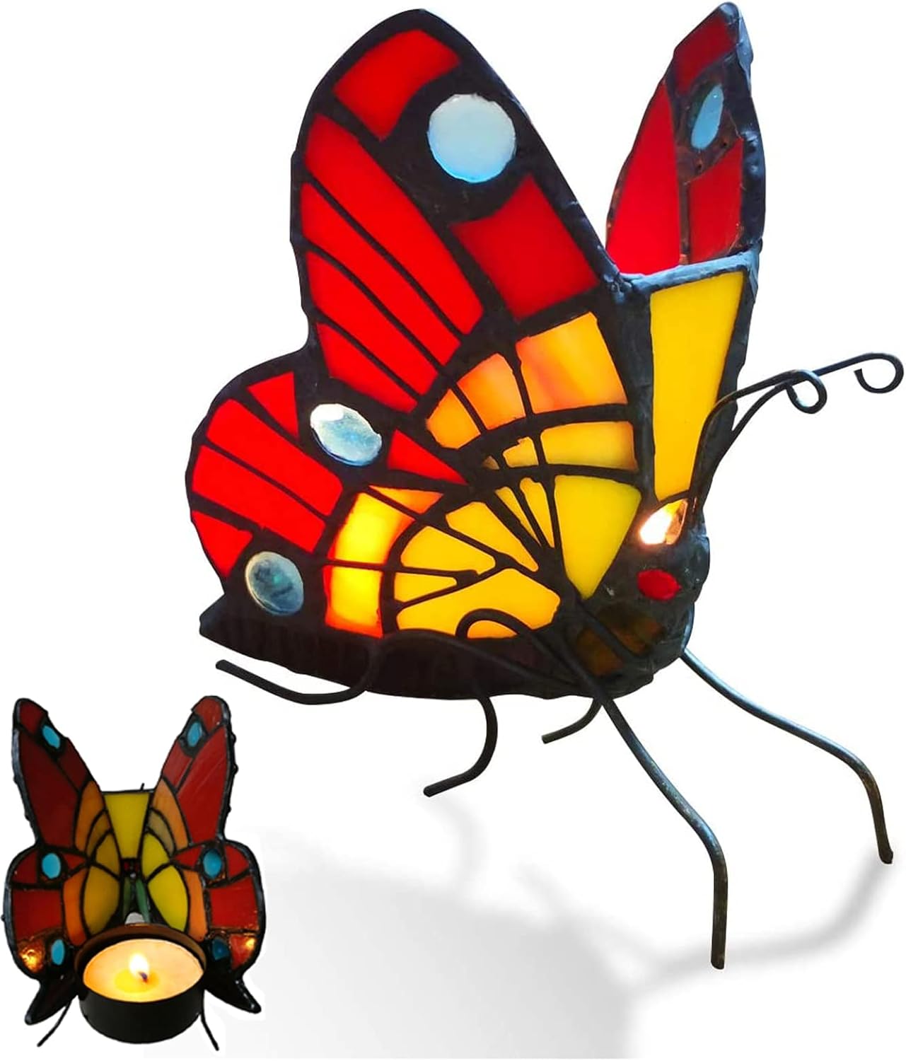 Tiffany Candle Holders Stained Glass Butterfly Table Centerpieces Tealight Holder Night Light Wedding Mother Girl