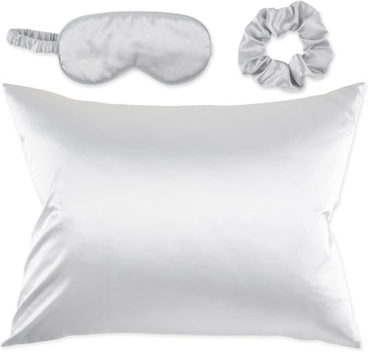 Bucky At Home Spa Collection, Silk-Like Satin Sleep Set, 5 Piece Set in Silver