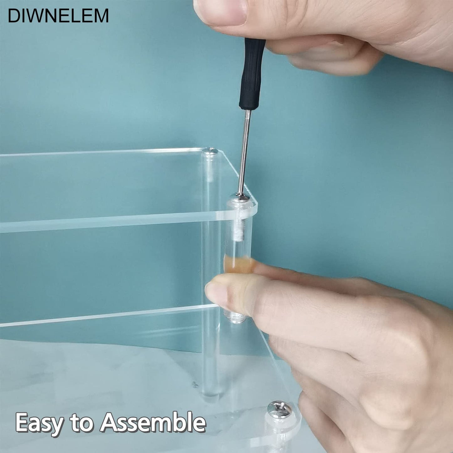 DIWNELEM 5 Tier Acrylic Risers - Acrylic Display Stands for Countertop Organizer, Collections and Cosmetics (11.6 * 11.8 * 9.6 inch)