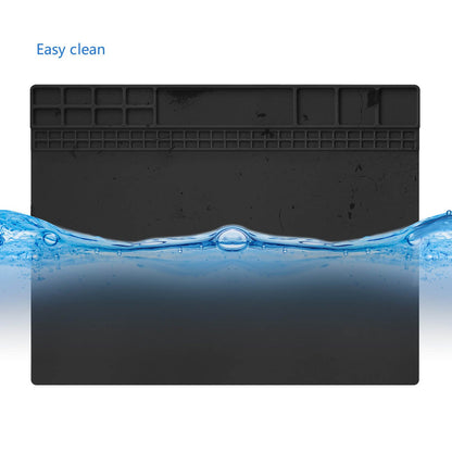 Handook Soldering Mat Silicone Repair Mat Heat Resistant 932°F Workbench Mat for Cellphone, Computer, PCB board Electronic Repair Mat for Soldering Station Iron Gun with Size 16 x 12 Inch (Black）