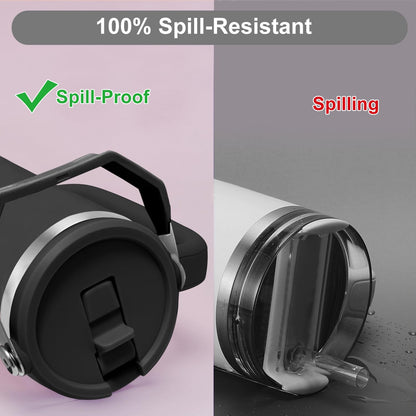 2-Pack Replacement Flip Straw Lids for Stanley IceFlow Tumbler 30oz and 20oz, Spill-Proof Cap with 2 Reusable Straws & 2 Cleaning Brushes, BPA-Free, Easy to Clean(Black)