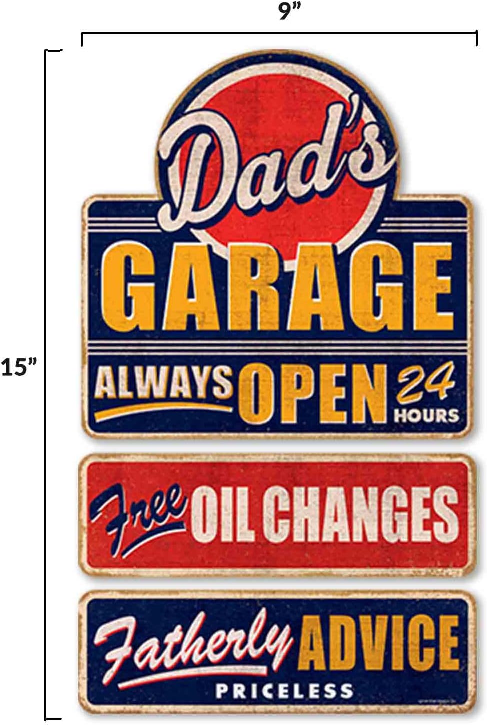 Dad's Garage Linked and Embossed Vintage Metal Sign - Great Gift Idea