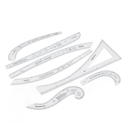 7Pcs Sewing Ruler Tailor Set Clear French Curve Ruler Sewing Ruler Set Rulers Ruler Racks Rulers High Accuracy Scale Fashion Pattern Design Ruler Set for Making Pattern Drafting