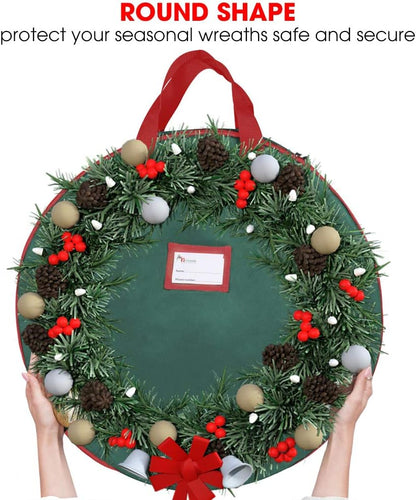 Primode Christmas Wreath Storage Bag, 24" Garland Wreaths Container with Handles, Durable 600D Oxford Polyester