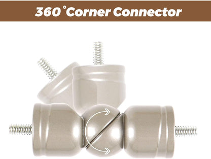 Adjustable Corner Connector, 2 Pack for 1 Inch & 7/8 Inch Diameter Curtain Rods, Antique Silver for Corner & Bay Windows