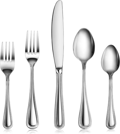 New Star Foodservice Slimline Pattern 18/0 Stainless Steel Flatware Set, 60-Piece Set, Commercial Grade