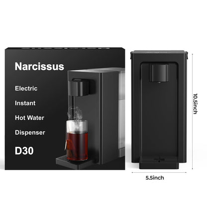 Narcissus D30 Instant Hot Water Dispenser Countertop for Rapid Heating & Dispense, Adjustable 5 Temp & 4 Water Volume Dispense, Removable 100 Ounce Capacity Water Tank with Carrying Handle, BPA Free