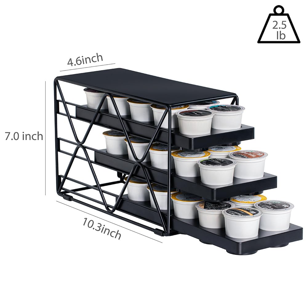 MEAERTON 3 Tier Coffee Pod Holder for KCup Organizer Save Space Countertop Kitchen(30 Pods )