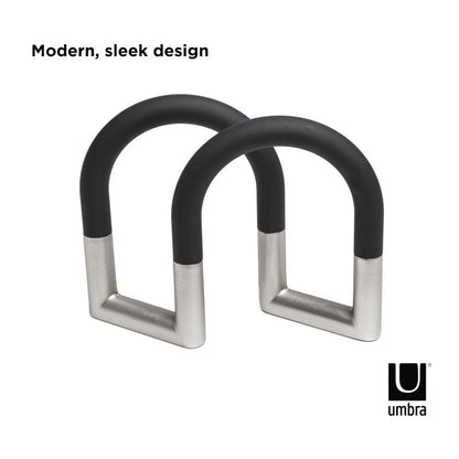 Umbra Swivel Napkin Holder With Dual Chrome Soft Touch Swivels - Heavy-Duty Kitchen & Dining Room Paper Storage - Stores a Bulk Amount of Napkins and Accommodates Any Amount, Black/Nickel