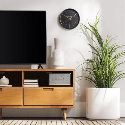 Walker Edison Millie Mid Century Modern 3 Drawer Solid Wood Low TV Stand for TVs up to 80 Inches 70 Inch Caramel