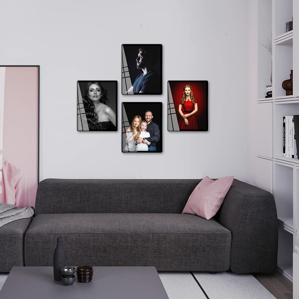 Bluesun 5x7picture frame, glass frame clear, hanging picture frame, Matted for wall and tabletop Decor (5x7, Black)