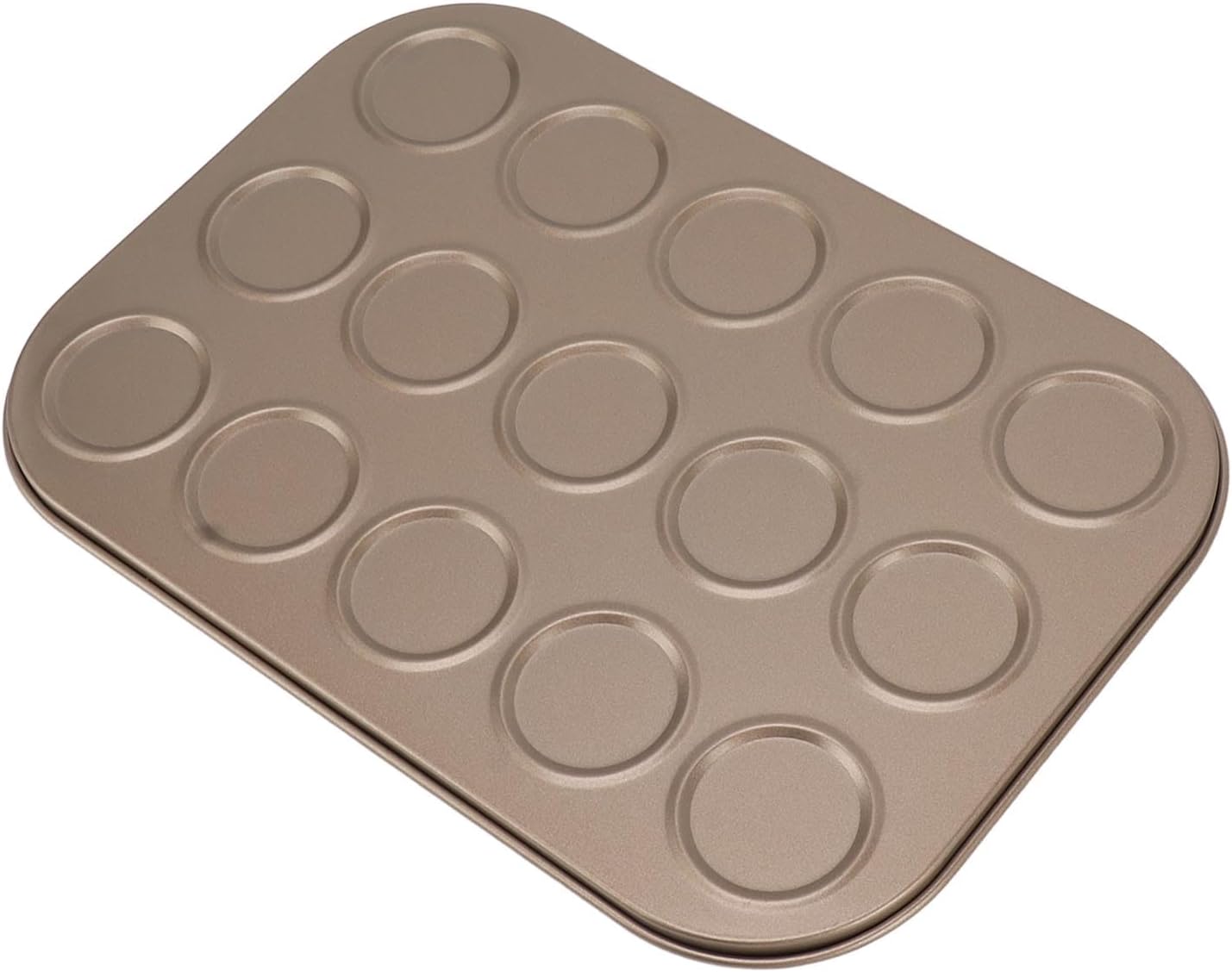 Luqeeg Muffin Top Pan, 15 Hole Carbon Steel Baking Tray with Non Stick Coating for Even Distribution