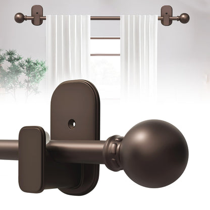 Curtain Rods No Drilling for Windows 32 to 45 Inch:No Drill Small Silver Curtain Rod with Adhesive Brackets for Bedroom,5/8" Apartment Renter Friendly Adjustable Drapery Rods Easy Install